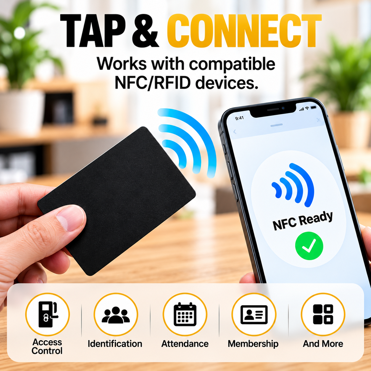 Black NFC Smart Card – Contactless RFID Access & Digital Business Card