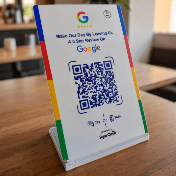 Plastic QR Standee for Google Reviews – Retail Counter Display