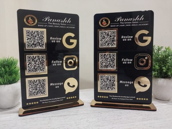 Multi-QR Acrylic Standee for Retail Counters (3 QR)