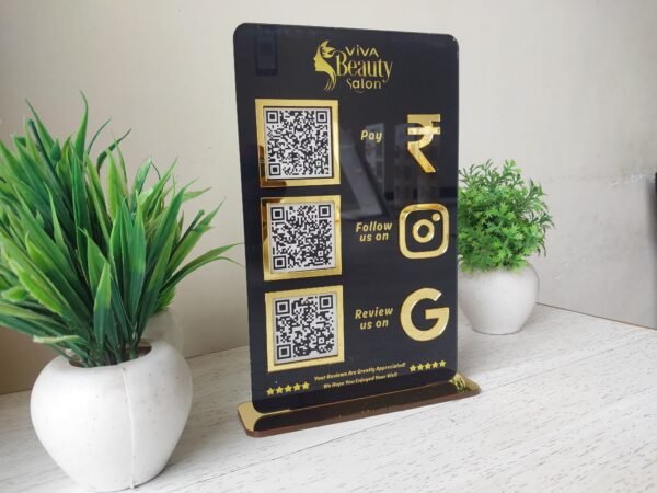 Multi-QR Acrylic Standee for Retail Counters (3 QR)