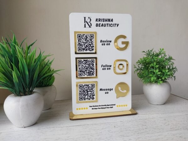 Multi-QR Acrylic Standee for Retail Counters (3 QR)