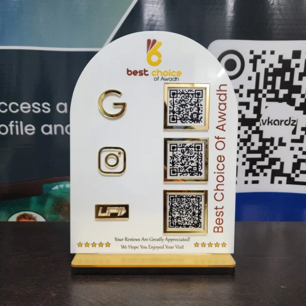 Acrylic Digital NFC Standee | 3 NFC QR Code Signs | Custom Contactless Payment & Google Review | Social Media
