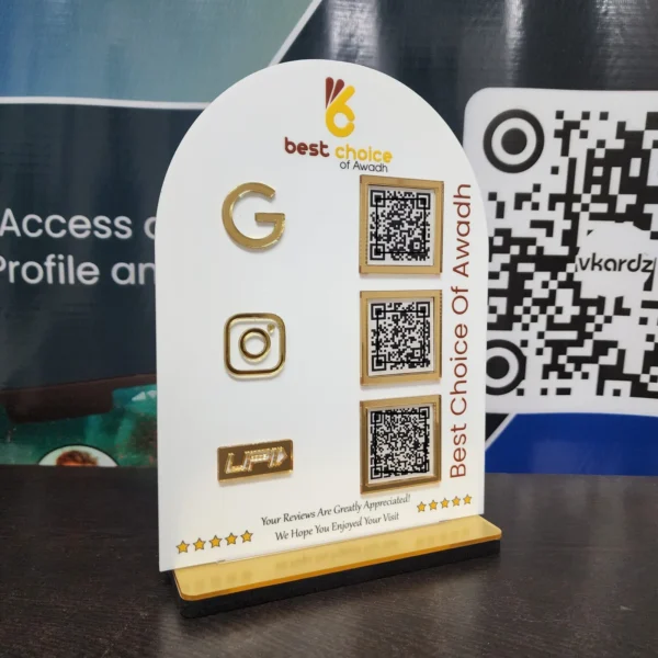 Acrylic Digital NFC Standee | 3 NFC QR Code Signs | Custom Contactless Payment & Google Review | Social Media