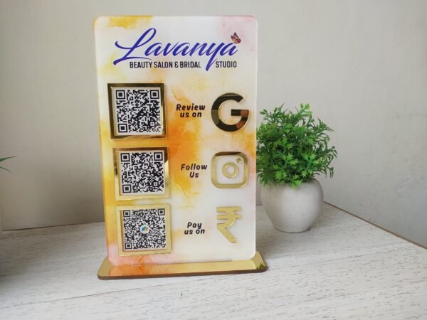Multi-QR Acrylic Standee for Retail Counters (3 QR)
