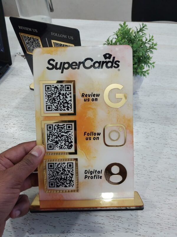 Multi-QR Acrylic Standee for Retail Counters (3 QR)