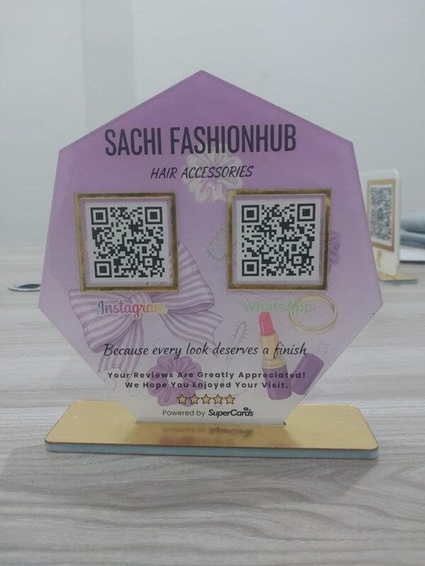 Custom QR Standee for Business Counters – Size & Shape Options