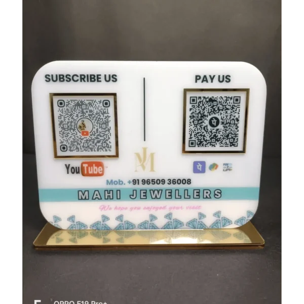 10 SuperCards Acrylic QR Standee with 2 QR Codes — Dual QR Display for Business