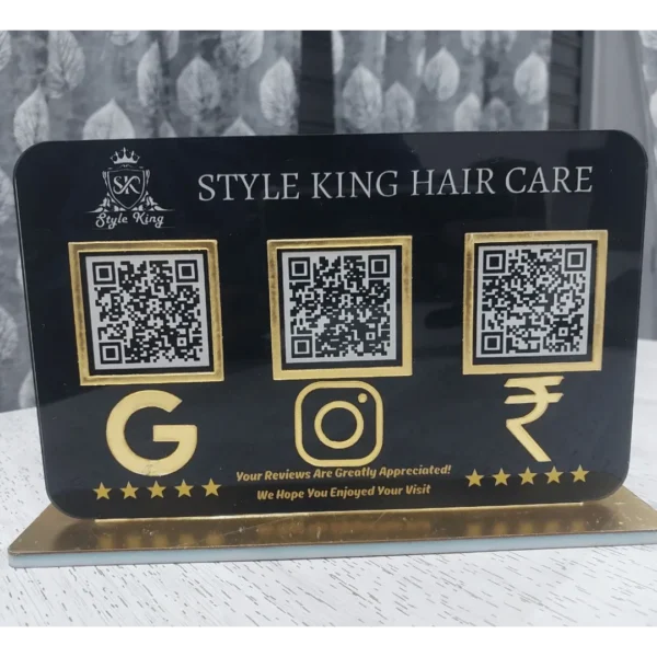 15 Acrylic QR Standee with 3 QR Codes | Multi-Platform QR Display | SuperCards India