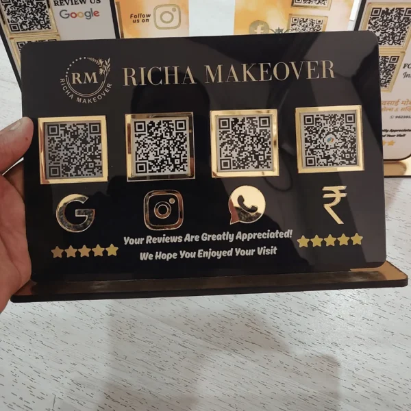 4 QR code acrylic standee India