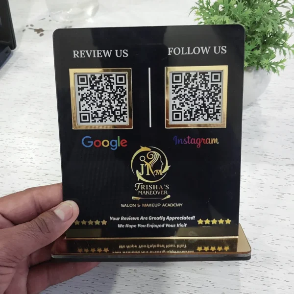 dual QR code standee